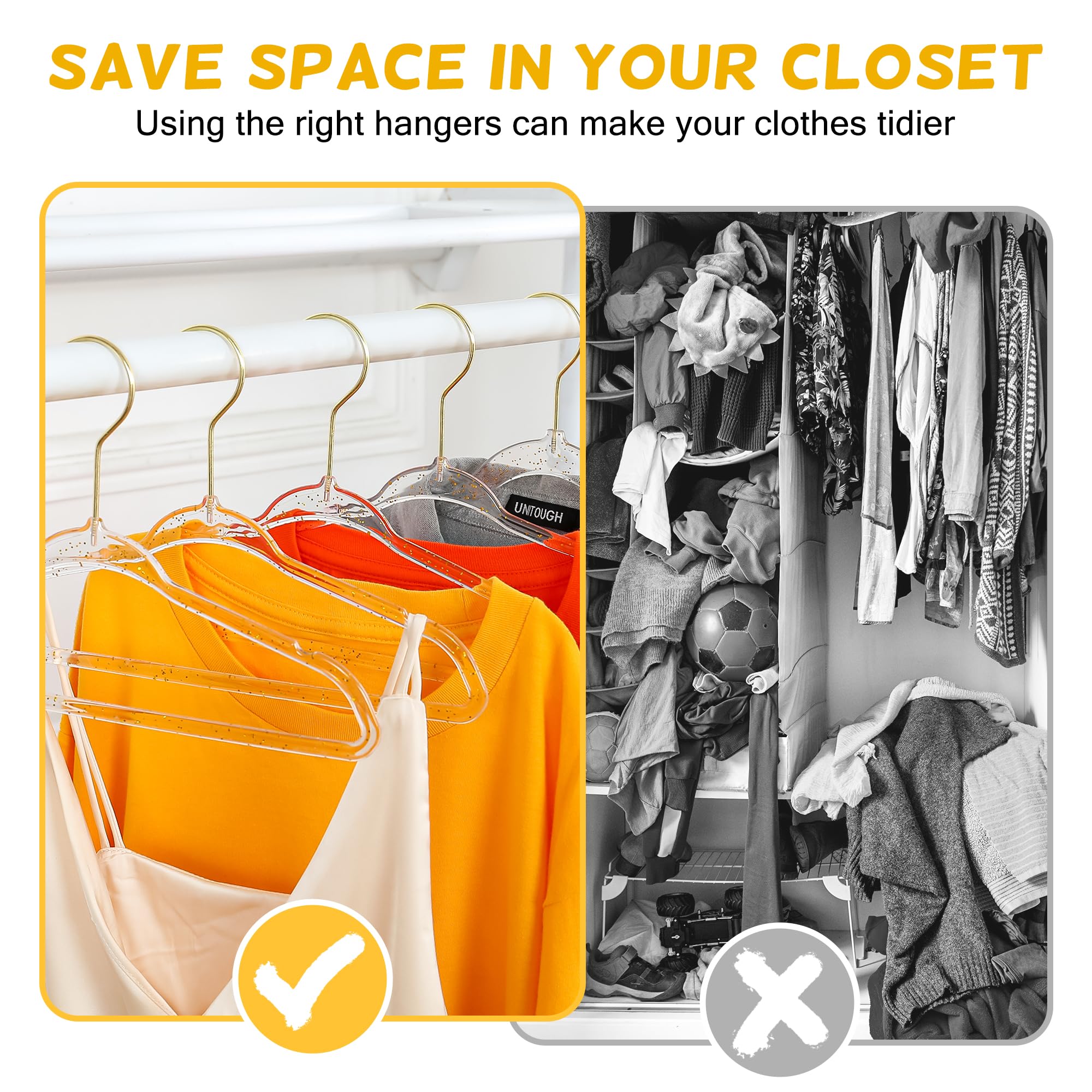 Concepts 20 Pack Premium Heavy Duty Glitter Acrylic Baby Hangers, Elegant For Baby Nursery Space-Saving Non-Slip Clothes Hanger